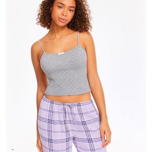 Selfie by Self Esteem Heather Grey Eyelet Camisole Tank Top XL NWT